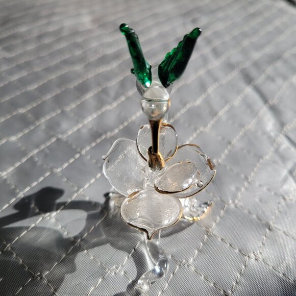 Glass Hummingbird Figurine With Flower Display - Picture 5 of 5
